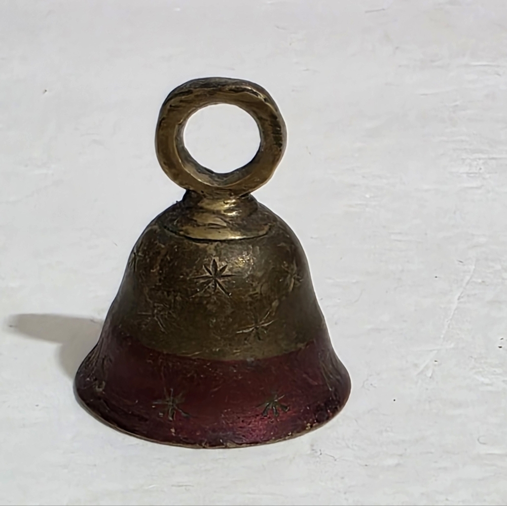 vintage etched Merry Christmas solid brass bell.  India